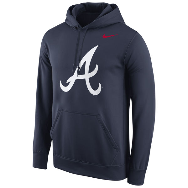 Men Atlanta Braves Nike Logo Performance Pullover Hoodie Navy